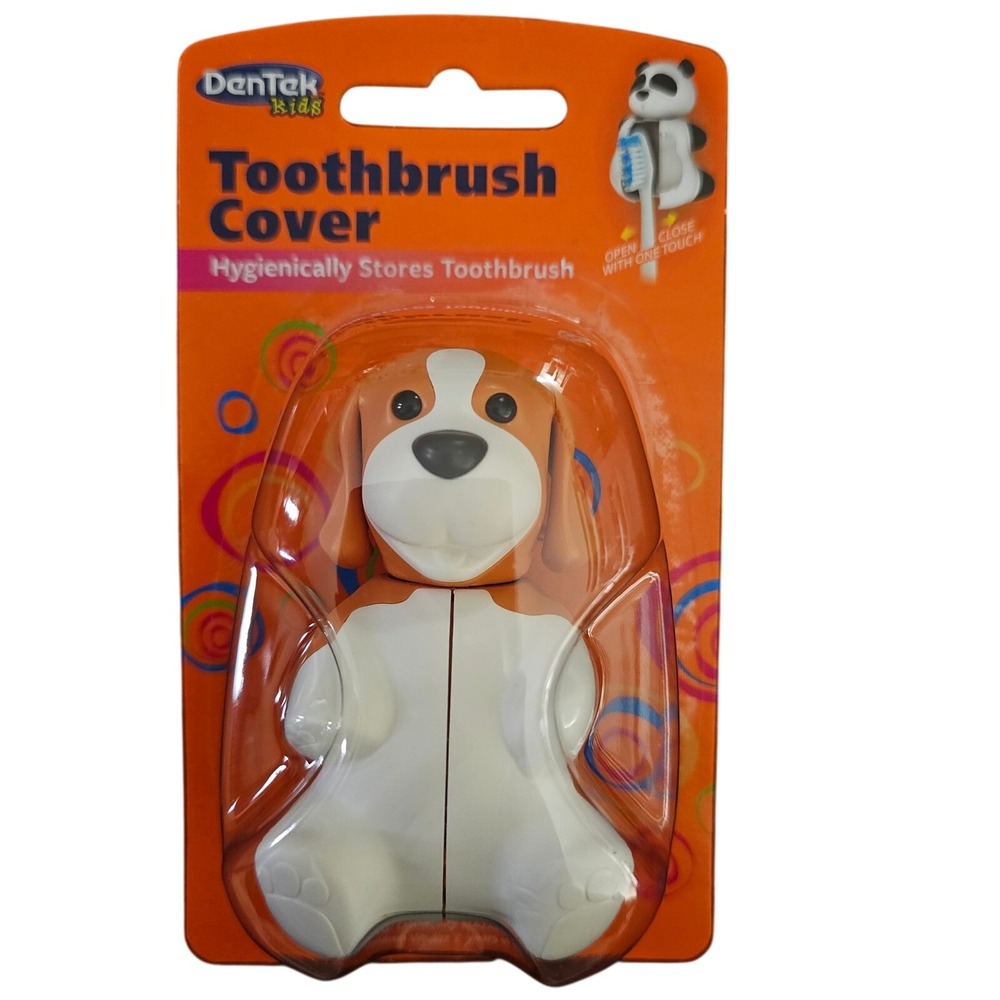 DenTek Kids Flipper Toothbrush Cover Beagle Dog Animal Suction Cup Holder NEW